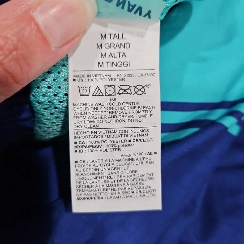 Old Navy Mens Medium Tall Blue Teal Striped‎ Swim Trunks Board Shorts Surf